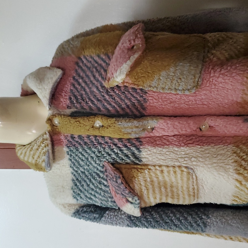 Thread & Supply Multicolor Check Plaid Teddy Jacket Size S - Picture 3 of 11